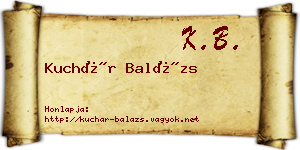 Kuchár Balázs névjegykártya